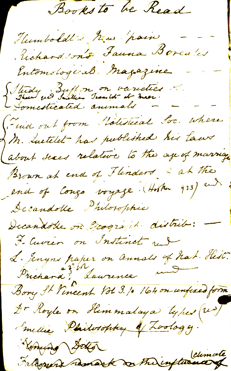 Darwin S Reading Notebooks Darwin Correspondence Project