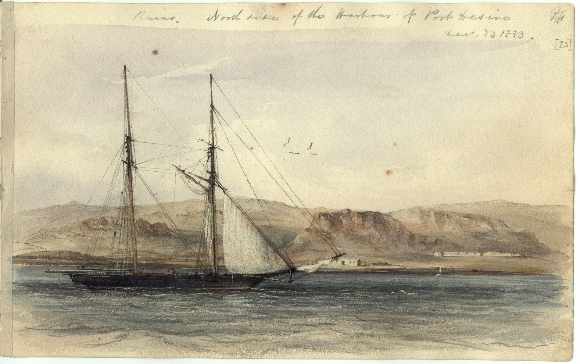 Drawing of ruins bu Conrad Martens